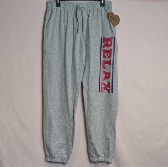 Totally Pink Gray Relax Lounge Sweatpants with Pockets size XL - Picture 1 of 7